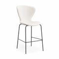 Tabouret de bar avec dossier 50 x 54 x 106 cm revêtement polyester écru structure acier noir design rembourré