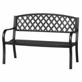 Banc de jardin 2 places 127 x 60 x 87 cm acier thermolaqué noir dossier treillis assise à lattes