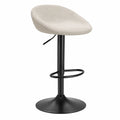 Tabouret de bar réglable 48 x 48 x 85-105 cm assise en tissu beige structure métal noir avec dossier et repose-pieds
