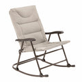Fauteuil à bascule de jardin inclinable 88 x 68 x 98 cm en acier thermolaqué brun et coussin polyester beige