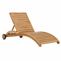 Bain de soleil de jardin réglable 200 x 70 x 92 cm bois d'acacia massif naturel à lattes avec roues