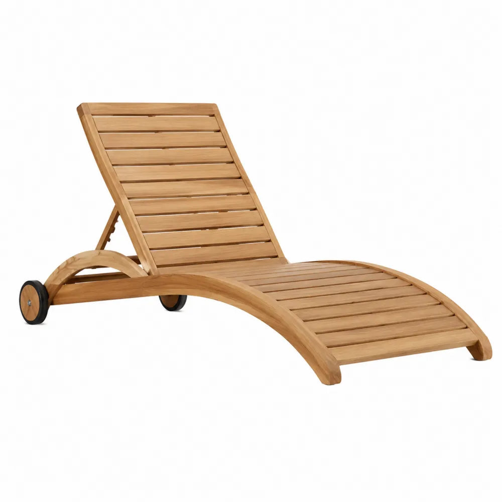 Bain de soleil de jardin réglable 200 x 70 x 92 cm bois d'acacia massif naturel à lattes avec roues