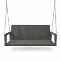 Banc suspendu de jardin 2 places en résine tressée gris anthracite avec chaînes en acier