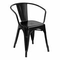 Chaise de jardin empilable avec accoudoirs 54 x 55 x 76 cm acier thermolaqué noir assise et dossier perforés